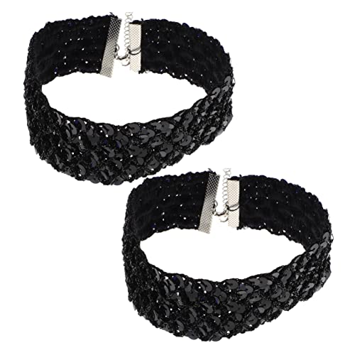 TOVINANNA 2stücke Pailletten Halskette Mode Schmuck Für Kostüm Zubehör Party Dekoratives Kurz Choker Halskette von TOVINANNA