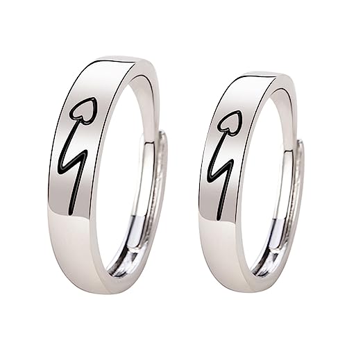 TOVINANNA 2Stücke Ringe Öffnungsring Verstellbare Finger Ringe für Damen Herren Modischer Schmuck mit Valentinstagsgeschenk für Besondere Anlässe von TOVINANNA