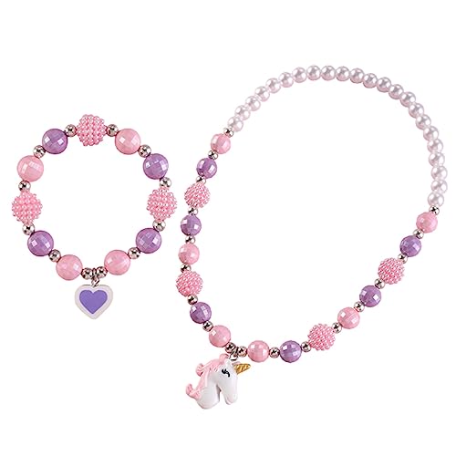TOVINANNA 2stücke Einhorn Armband Mit Herz-anhänger Und Modische Halskette Für Kleinkinder Und Mädchen Stylischer Handgelenkschmuck Und Halsschmuck von TOVINANNA
