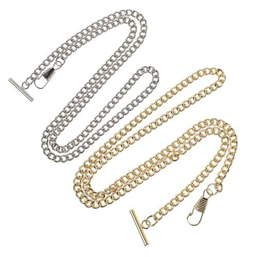 TOVINANNA 2Stücke Vintage Taschenuhr Kette Bar Hummerverschlüsse für Weste Retro Kette für Taschenuhren für Formelle und Lässige Anlässe von TOVINANNA