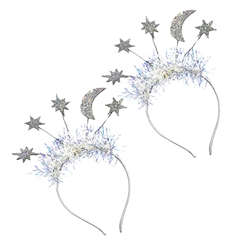 TOVINANNA 1satz Titel Teiliges Weihnachtsdekoration Haarbänder Mit Stern Und Mondmotiv Silberne Neujahrs-haarbänder Für Partys Und Festlichkeiten von TOVINANNA