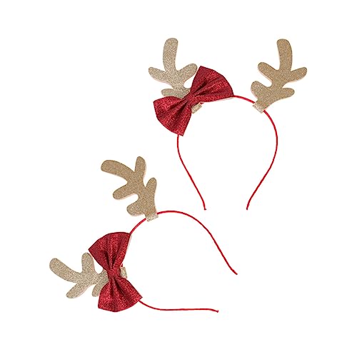 TOVINANNA 2er Set Weihnachts Haarband Mit Flocking Geweih Und Glitzer Schleife Für Festliche Haarschmuck Für Weihnachten Und Partys von TOVINANNA