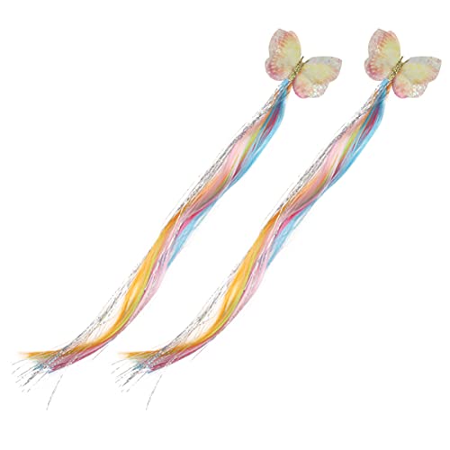 TOVINANNA 2stücke Regenbogen Haarverlängerungen Für Junge Mädchen Mit Haarspangen Haarschmuck Farbiger -kopfschmuck Aus Strapazierfähigem Material Für Geburtstage Partys Und Festivals von TOVINANNA
