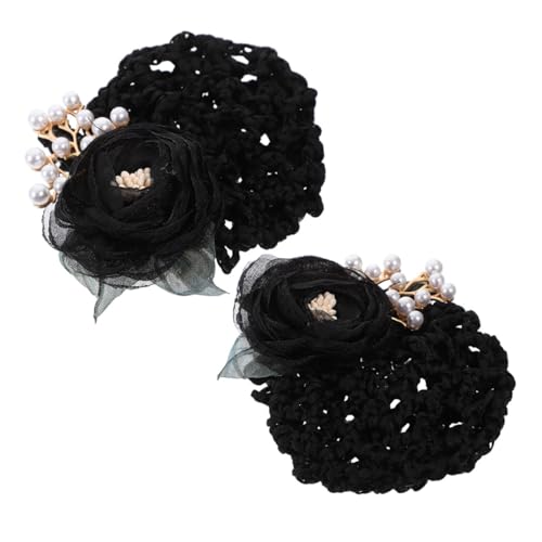 TOVINANNA 2st Haarknotennetze Für Den Tanz Haarnetze Für Damen Dutt Haarspange Haarknotenabdeckung Für Frauen Brötchenclips Ballett Haarnetz Brötchenhülle Blumenhaarnetz Black Metall von TOVINANNA