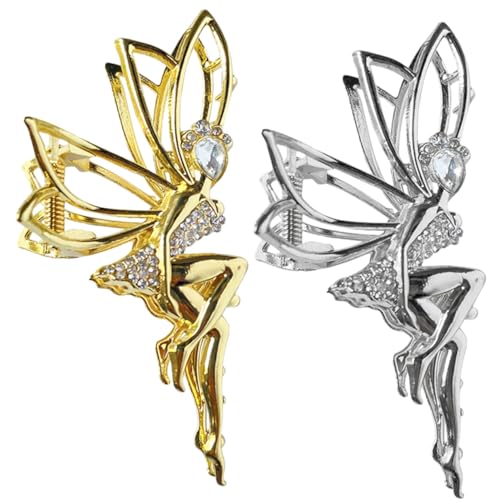 TOVINANNA 2stücke Haarklammern Aus Metall Mit Strass Für Damen Hochwertige Krallenspangen Gold Und Silber Für Dickes Haar Und Besondere Anlässe von TOVINANNA