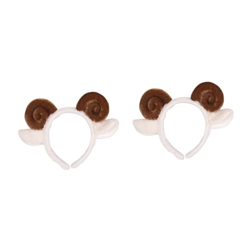 TOVINANNA 2stücke Kaffeebraunes Horn Haarreif Elastisches Stirnband Mit Schafsohren Für Partys Kosmetik Make-up Und Wellness Langlebig Und Dekorativ von TOVINANNA