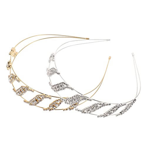 TOVINANNA 2stücke -strass-stirnband Für Damen Mädchen Und Mädchen Doppelter Wasserdiamant Gold Und Silber Haaraccessoire Für Hochzeiten Und Besondere Anlässe von TOVINANNA