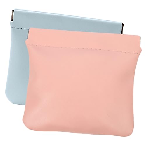 TOVINANNA 2stücke Mini Kosmetiktaschen Aus Pu-Leder Handliche Geldbörse Für Münzen Und Lippenstifte Rauchrosa Für Reisen Und An Frauen Und Mädchen von TOVINANNA