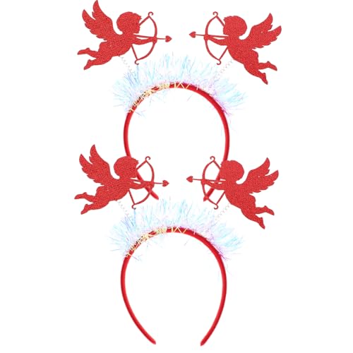 TOVINANNA 2st Valentinstag Stirnband Herz-haarband Bands Stirnband Aus Seide Stirnbänder Für Mädchen Männer Make-up-stirnband Stirnband Aus Schaumstoff Amor-kostüm Haarnadel Rot Filzstoff von TOVINANNA