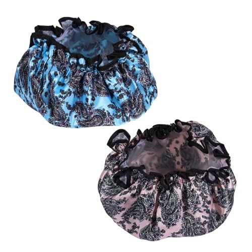 TOVINANNA Weiche Damen-badekappe 2er-pack Schwarz Wickel Für Dusche Spa Kochen Haare von TOVINANNA