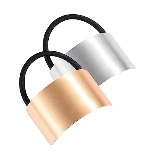 TOVINANNA 2stücke Haargummi Aus Legierung Pferdeschwanzhalter Stretch-haarring Für Frauen Mädchen Mit Ring in Gold Silber von TOVINANNA
