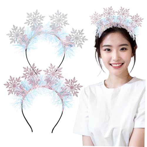 TOVINANNA 2stücke Weihnachts-stirnbänder Mit Schneeflocken Glitzernde Haaraccessoires Für Erwachsene Für Weihnachtsfeiern Und Festliche Anlässe Bequem Und Elastisch Vielseitig von TOVINANNA