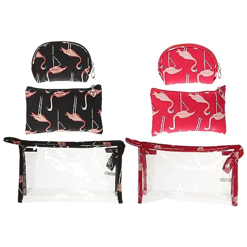 TOVINANNA 2stücke wasserdichte Kosmetiktasche Im Flamingo-Design Große Kapazität Für Make-up Und Toilettenartikel Praktischer Reise-Organizer Für Frauen Rot von TOVINANNA