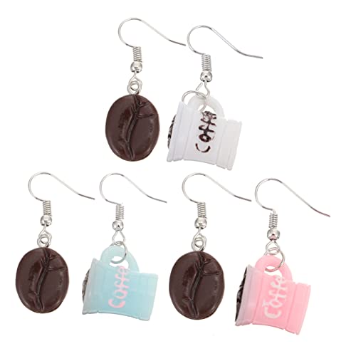 TOVINANNA 3 Paare Kaffeebohnen Ohrringe für Frauen Lustige und Kreative Ohrringe im Kaffee Stil für Partys und Alltag Handgemacht mit Charmantem Design von TOVINANNA