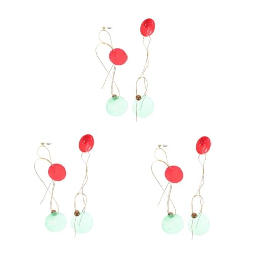 TOVINANNA 3 Paare Weihnachtliche Lange Dangle Ohrringe aus Legierung Asymmetrisches Design mit Roten und Runden Anhängern Festlicher Ohrschmuck für Damen Vielseitig für Party Alltag von TOVINANNA
