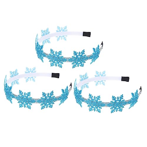 TOVINANNA 3 STÜCKE Teiliges Schneeflocken Haarband Festlicher Weihnachts Haarschmuck aus Langlebigem Leichtem Material Bequemer Haarreif für Weihnachtsfeiern und Winterkostüme Blau von TOVINANNA