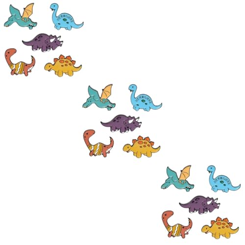 TOVINANNA 3 Sätze Teiliges Dinosaurier Emaille Broschen Set Niedliche Tier Anstecker Für Kleidung Und Kostüme Dekoration Für Frauen Und Mädchen 5 Stück * 3 von TOVINANNA