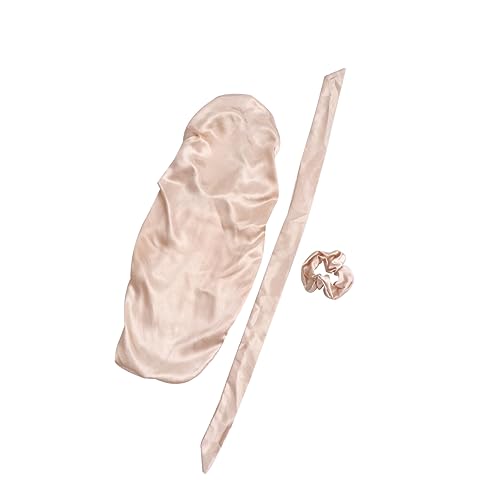 TOVINANNA 3stücke Satin Haarhaube Zum Schlafen Elastische Haube Mit Breitem Gummiband Für Damen Nachtschlafmütze Aus Hochwertigem Material Passend Für Verschiedene Kopfgrößen von TOVINANNA