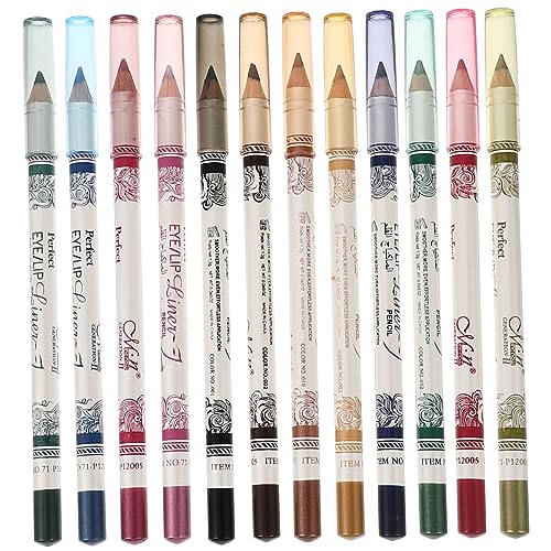 TOVINANNA 3 Stück 12 Kosmetikstifte lipliner lippenkonturenstift brow pencil eyeliner stift Glitzer-Eyeliner Lidschatten Eyeliner-Stift 12-farbiger Kajalstift bilden einstellen Lippenstift von TOVINANNA