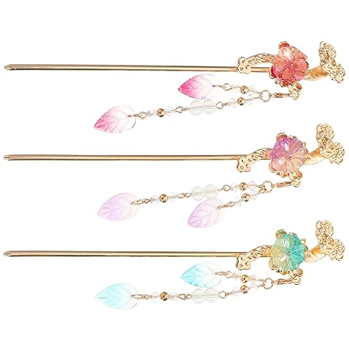 TOVINANNA 3 Stück Antike Blume Haarstäbchen Mit Quaste Chinesische Haarnadel Für Frauen Retro Haarschmuck Langlebiges Material Für Festliche Anlässe von TOVINANNA