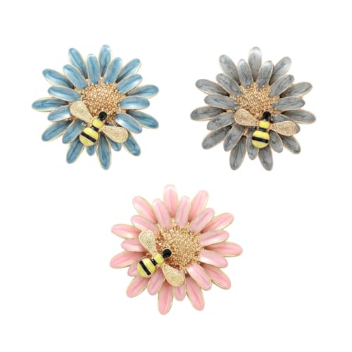 TOVINANNA 3 Stück Biene Daisy Broschen aus Langlebigem Legierungsmetall Glänzend Emailliert Leichte Anstecknadeln für Damen Vielseitige Blumen-pins als Modeaccessoires für von TOVINANNA