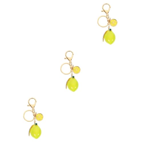 TOVINANNA 3 Stück Frucht Zitronen Schlüsselanhänger mit Strass Schlüsselanhänger Süßer Auto für Taschen Langlebig und Leicht Dekoration für Schlüssel und Taschen von TOVINANNA