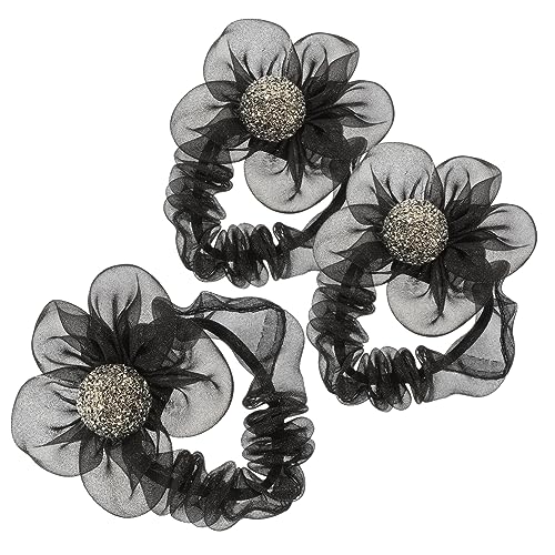 TOVINANNA 3stücke Blumen Haarschmuck Mesh Haar Ringe Einfache Haar Seile Frauen Kopfschmuck Für Mädchen Party Deko von TOVINANNA
