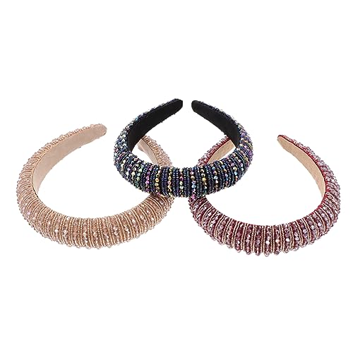 TOVINANNA 3 Stück Kristall Stirnband Damen Stirnband Kostümzubehör Damen Haarband Strass Kopfschmuck Strass Haarschmuck Strass Stirnband Mädchen Haarreifen Eleganter Stil von TOVINANNA