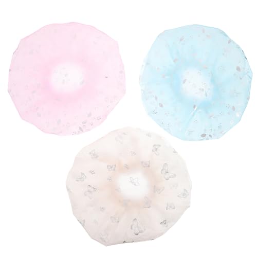 TOVINANNA 3stücke Teiliges Duschhauben Für Damen Wasserdichte Haarkappen Mit Blumenmuster Wiederverwendbare Elastische Badehauben Für Spa Salon Und Zuhause von TOVINANNA