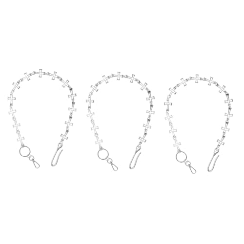 TOVINANNA 3 Stück Metallkreuzhosenkette Hosenketten Gothic Hosenkette für Männer Hosenketten im Punk-Stil Gürtel frauen Hüftkette Ketten für Jeans Hosenkette für Damen Silver von TOVINANNA