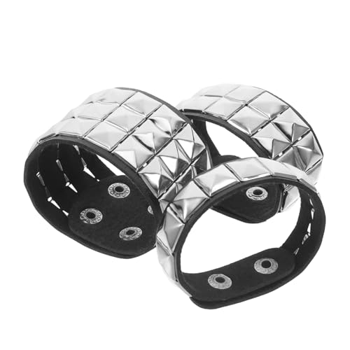 TOVINANNA 3stücke Teiliges Punk-armband Aus Pu- Mit Quadratischen Nieten Für Metallarmbänder Für Männer Und Frauen Vintage-accessoires Für Trendige Anlässe von TOVINANNA