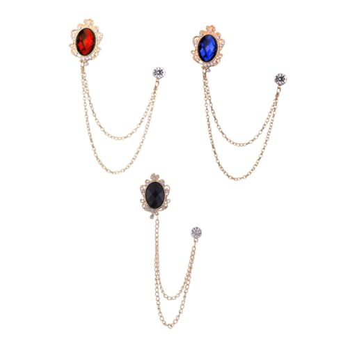 TOVINANNA 3stücke Kragennadel Für Herren Mit Edelstein Und Kette Anzug-accessoire Brosche Für Abschlussball Dinnerparty Geburtstagsfeier Modisches Herren-schmuck-accessoire von TOVINANNA