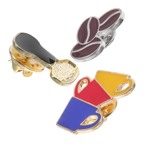 TOVINANNA 3 Stück Teiliges Set Realistischer Kaffee Broschen Metall Kaffee Tamper und Tasse Anstecknadeln für Kleidung Schals Handtaschen und Dekoration von TOVINANNA
