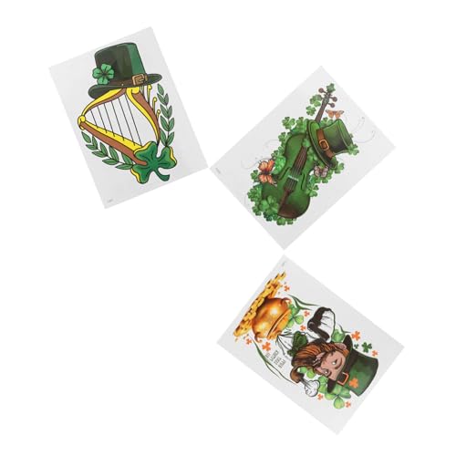 TOVINANNA 3stücke Kleeblatt-aufkleber Mit Irischem Thema Temporäre Körperkunst Glücksaufkleber Zum St Patrick's Day Für Partydekorationen Irische Kleeblatt-aufkleber Für St von TOVINANNA