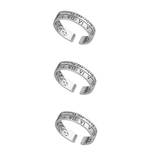 TOVINANNA 3 Stück Vintage Römische Ziffern Ring Offener Verstellbarer Damenring für Frauen Modischer Schmuck für von TOVINANNA
