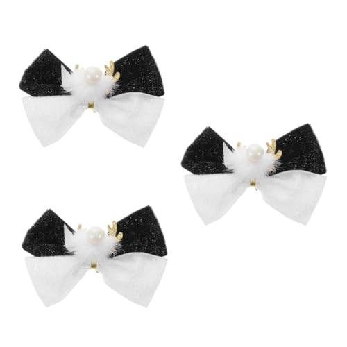 TOVINANNA 3 Stück Weihnachtliche Haarschleife Damen Haarspange mit Rentier Geweih und Kleinem Bommel Niedlicher Bowknot Clip für Festliche Frisuren Vielseitiges Accessoire für Weihnachten von TOVINANNA
