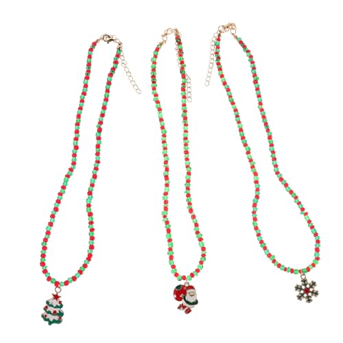 TOVINANNA 3 Stück Weihnachts-halsketten mit Santa Claus Weihnachtsbaum Schneeflocken Anhängern Rot-grüne Perlenkette Leichte Xmas Schmuck Deko für Damen Mädchen Festlicher Party-schmuck TOVINANNA 3 Stück Weihnachts-halsketten mit Santa Claus Weihnachtsbaum Schneeflocken Anhängern Rot-grüne Perlenkette Leichte Xmas Schmuck Deko für Damen Mädchen Festlicher Party-schmuck von TOVINANNA