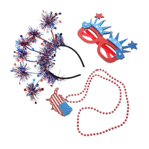 TOVINANNA 3stücke Teiliges Accessoire Unabhängigkeitstag Rot-weiß-blauer Partybrillen Halskette Und Stern-stirnband Für -feiern Und Patriotische Veranstaltungen TOVINANNA 3stücke Teiliges Accessoire Unabhängigkeitstag Rot-weiß-blauer Partybrillen Halskette Und Stern-stirnband Für -feiern Und Patriotische Veranstaltungen von TOVINANNA