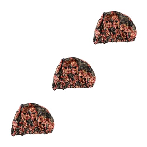 TOVINANNA 3stücke Verstellbare Satin Schlafhaube Für Nacht Und Dusche Doppelschichtige Kopfbedeckung Mit Orchideen-design Schützt Haar Und Kissen Für Haarausfall Und Hautpflege von TOVINANNA