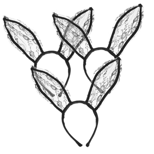 TOVINANNA 3stücke Spitzen Haarband Mit Hasenohren Für Kinderparty Haarschmuck Für Cosplay Partyzubehör Aus Spitze Für Geburtstagsfeiern Und Fotos von TOVINANNA