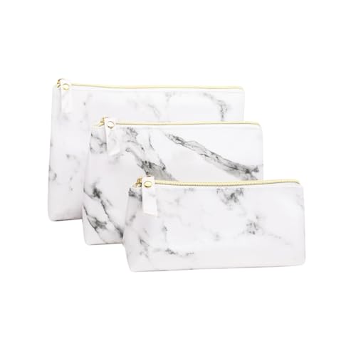TOVINANNA 3er-Set Kosmetiktaschen-Set Mit Weißem Marmormuster Reise-kulturtasche Make-up-Tasche Organizer Für Damen von TOVINANNA