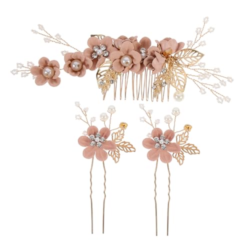 TOVINANNA 3stücke Teiliges Haarschmuck Blumen-design Förmige Haarnadeln Für Braut Und Hochzeitsfeier Elegante Haaraccessoires Für Frauen Und Mädchen von TOVINANNA
