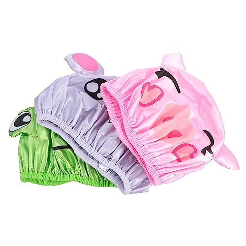 TOVINANNA 3st Doppellagige Cartoon-duschhaube Haarduschhaube Duschhaube Für Männer Markieren Schwimmen Motorhaube Individuelle Duschhauben Netz Haarwaschkappe Große Duschhaube Luft Satin von TOVINANNA