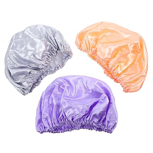 TOVINANNA Verdicktes Satin-badehauben-set 3er-pack Nachtschlafhaube Haube für Frauen Verhindert Haarschäden für Den Schlaf unter Der Dusche von TOVINANNA