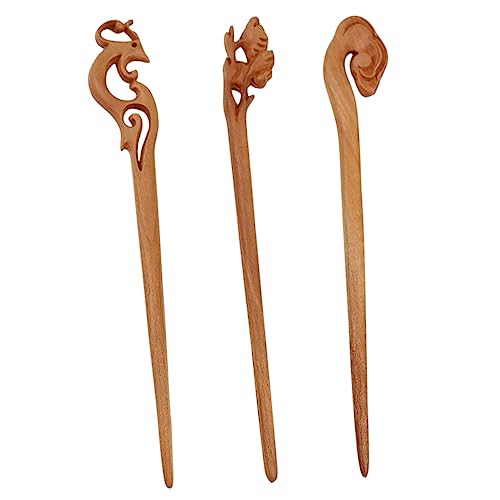 TOVINANNA 3stücke Holz Haarnadeln Für Frauen Japanische Haarstäbe Im Vintage-stil Haarnadel Chinesischer Haarstick Haarknotenhalter Haarnadeln Für Haarknoten von TOVINANNA
