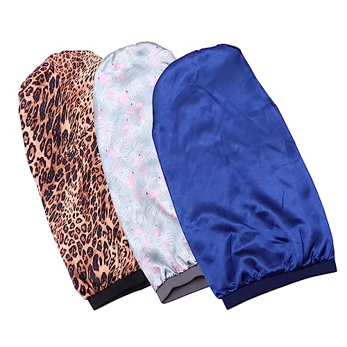 TOVINANNA 3stücke Damen Schlafhaube Elastische Bedruckte Satin Schlafmützen Für Lange Haare Geeignet Für Locken Zöpfe Und Frizziges Haar Atmungsaktiv Und Leicht Eine Passt Meisten von TOVINANNA