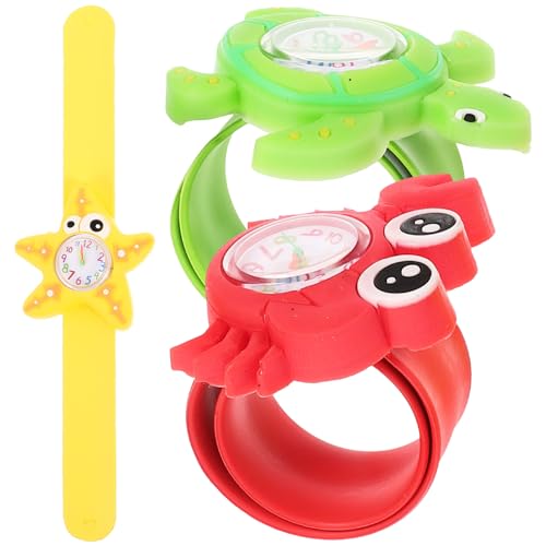 TOVINANNA 3stücke Meeresthema Digital Kinderuhren Mit Slap-funktion Kunststoff Tier Cartoon Kinderuhren Präzise Zeitanzeige Langlebig Und Sicher Für Junge Mädchen von TOVINANNA