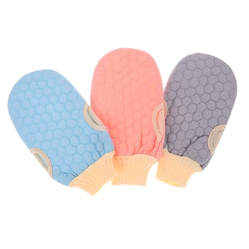 TOVINANNA 3stücke Peeling-handschuhe Aus Luffaschwamm Dusche Und Körperpeeling Natürliche Hautentfernung Massagehandschuhe Für Männer Und Frauen Blau Rosa von TOVINANNA