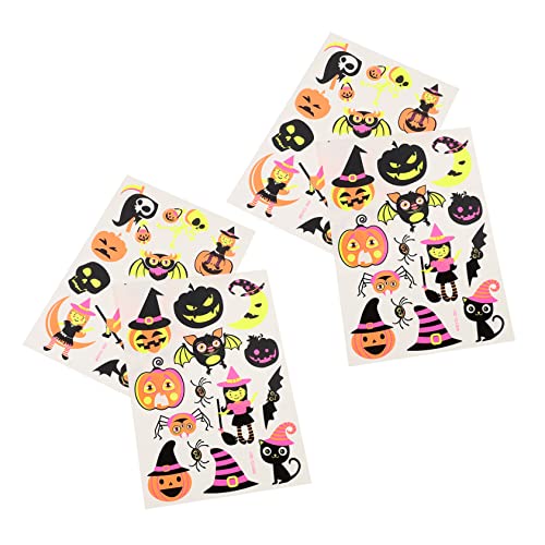 TOVINANNA 4 Blätter Halloween-Gesichts aufkleber fluoreszierender Aufkleber Halloween-Gesichtsaufkleber temporäre tattoos halloween halloweenschminke aufkleber kinder dekorativer Aufkleber von TOVINANNA