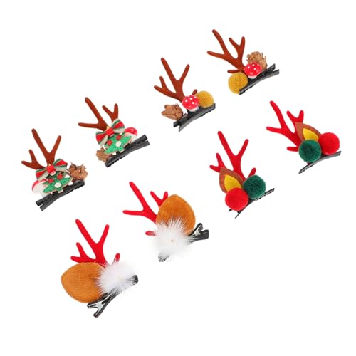 TOVINANNA 4paare Weihnachts Geweih Haarspangen Cartoon Haarclips Für Mädchen Haarschmuck Für Festlichkeiten Und Partys Langlebig Und Rutschfest von TOVINANNA